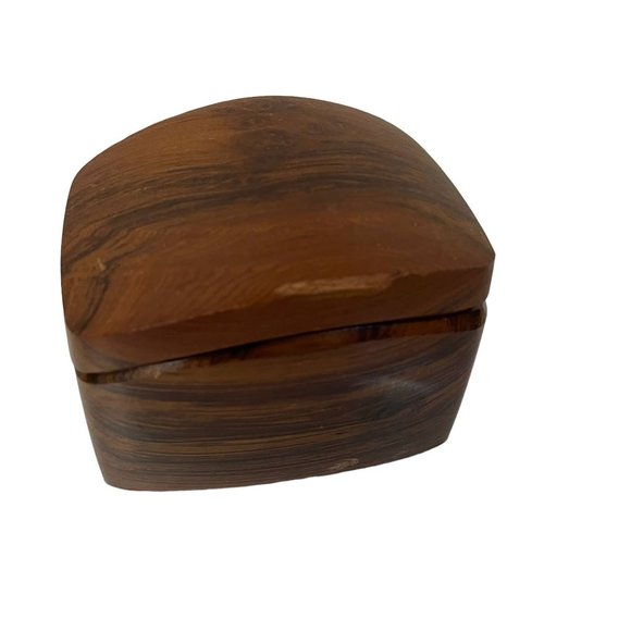 CALIFORNIA REDWOOD Trinket Box Jewelry Keepsake Ring Desk Vanity Handcarved 4x3 - Picture 8 of 10